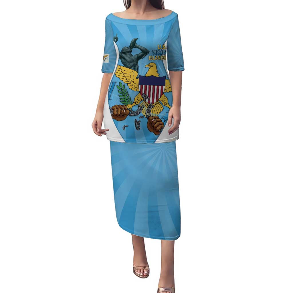 US Virgin Islands Family Matching Puletasi and Hawaiian Shirt Emancipation Proud Freedom Statue