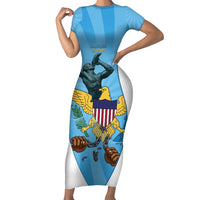 US Virgin Islands Family Matching Short Sleeve Bodycon Dress and Hawaiian Shirt Emancipation Proud Freedom Statue