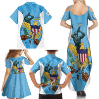 US Virgin Islands Family Matching Summer Maxi Dress and Hawaiian Shirt Emancipation Proud Freedom Statue
