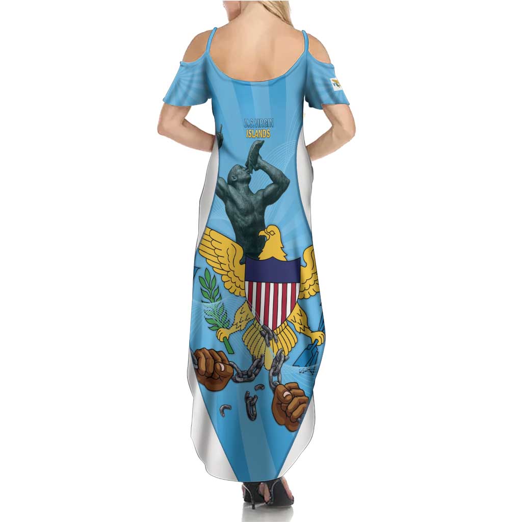 US Virgin Islands Family Matching Summer Maxi Dress and Hawaiian Shirt Emancipation Proud Freedom Statue