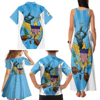 US Virgin Islands Family Matching Tank Maxi Dress and Hawaiian Shirt Emancipation Proud Freedom Statue