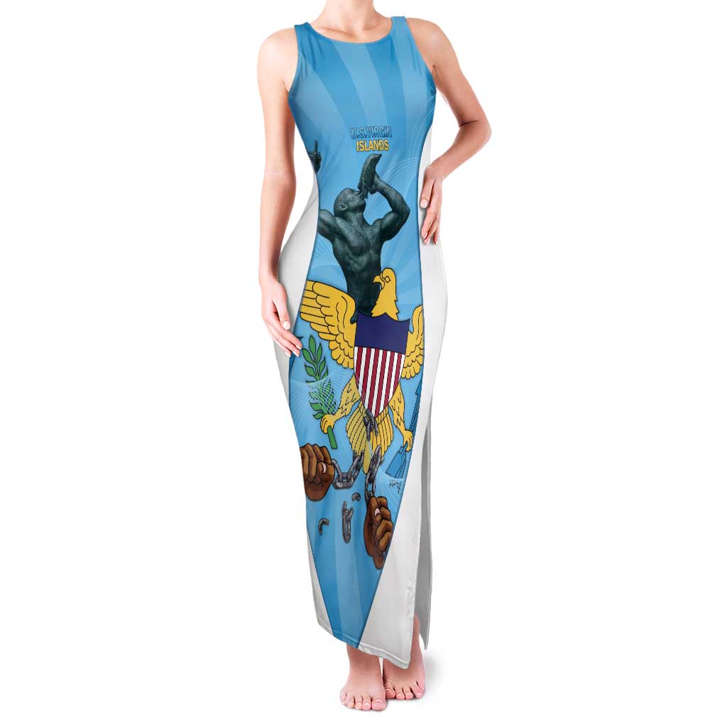 US Virgin Islands Family Matching Tank Maxi Dress and Hawaiian Shirt Emancipation Proud Freedom Statue