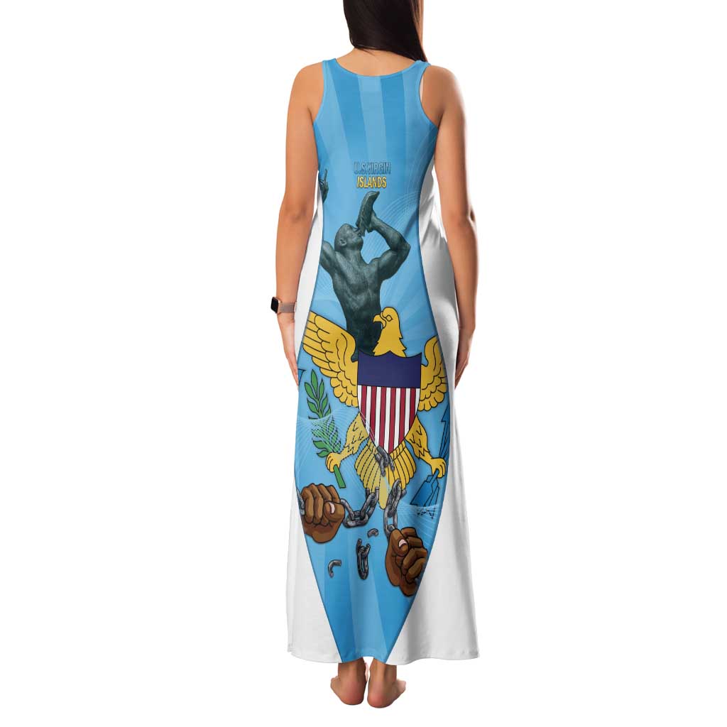 US Virgin Islands Family Matching Tank Maxi Dress and Hawaiian Shirt Emancipation Proud Freedom Statue