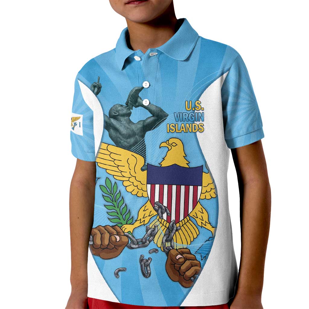 US Virgin Islands Kid Polo Shirt Emancipation Proud Freedom Statue