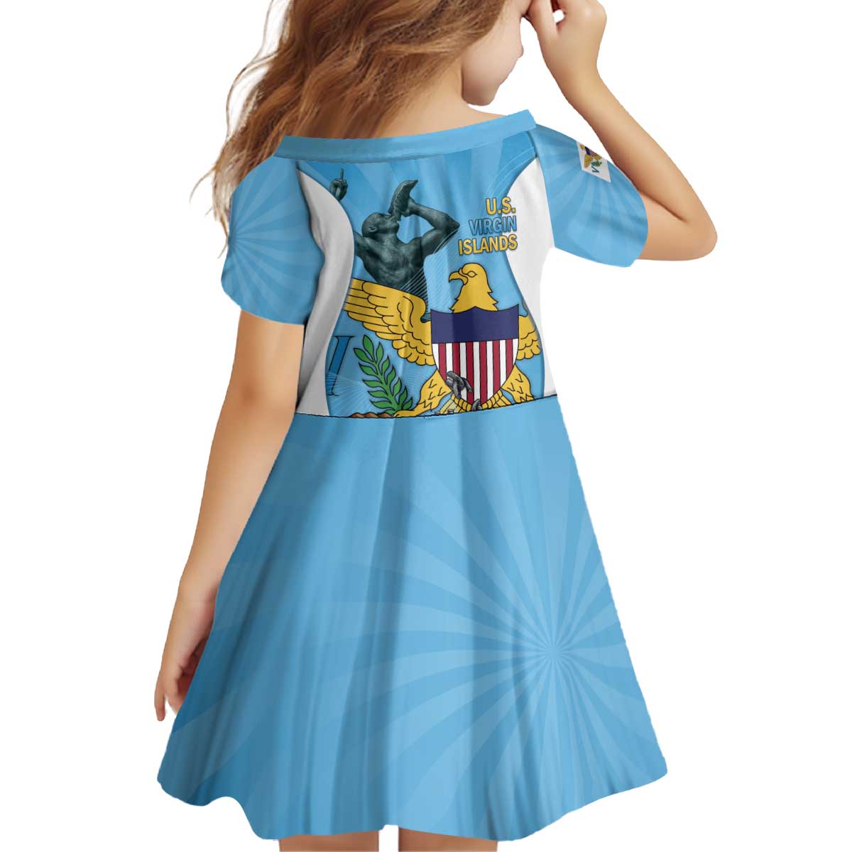 US Virgin Islands Kid Short Sleeve Dress Emancipation Proud Freedom Statue