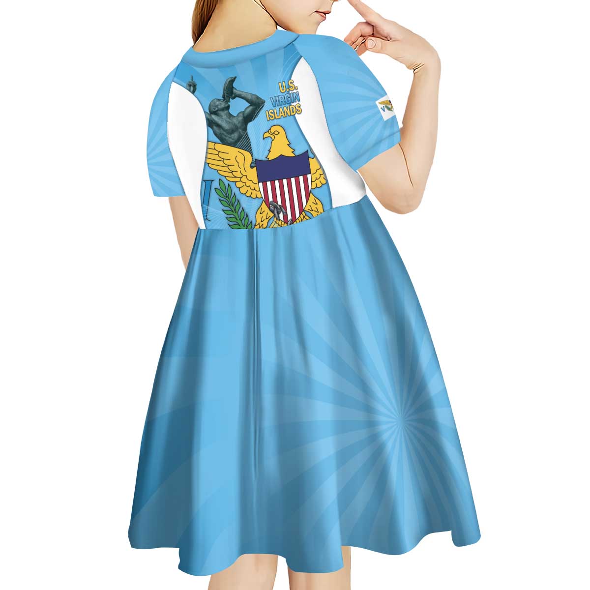US Virgin Islands Kid Short Sleeve Dress Emancipation Proud Freedom Statue