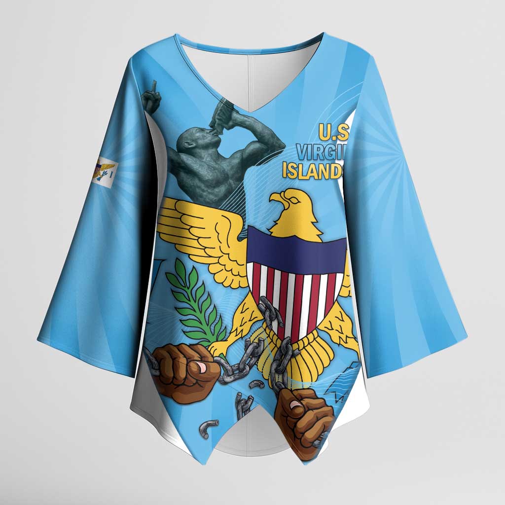 US Virgin Islands Kimono Sleeve Blouse Emancipation Proud Freedom Statue
