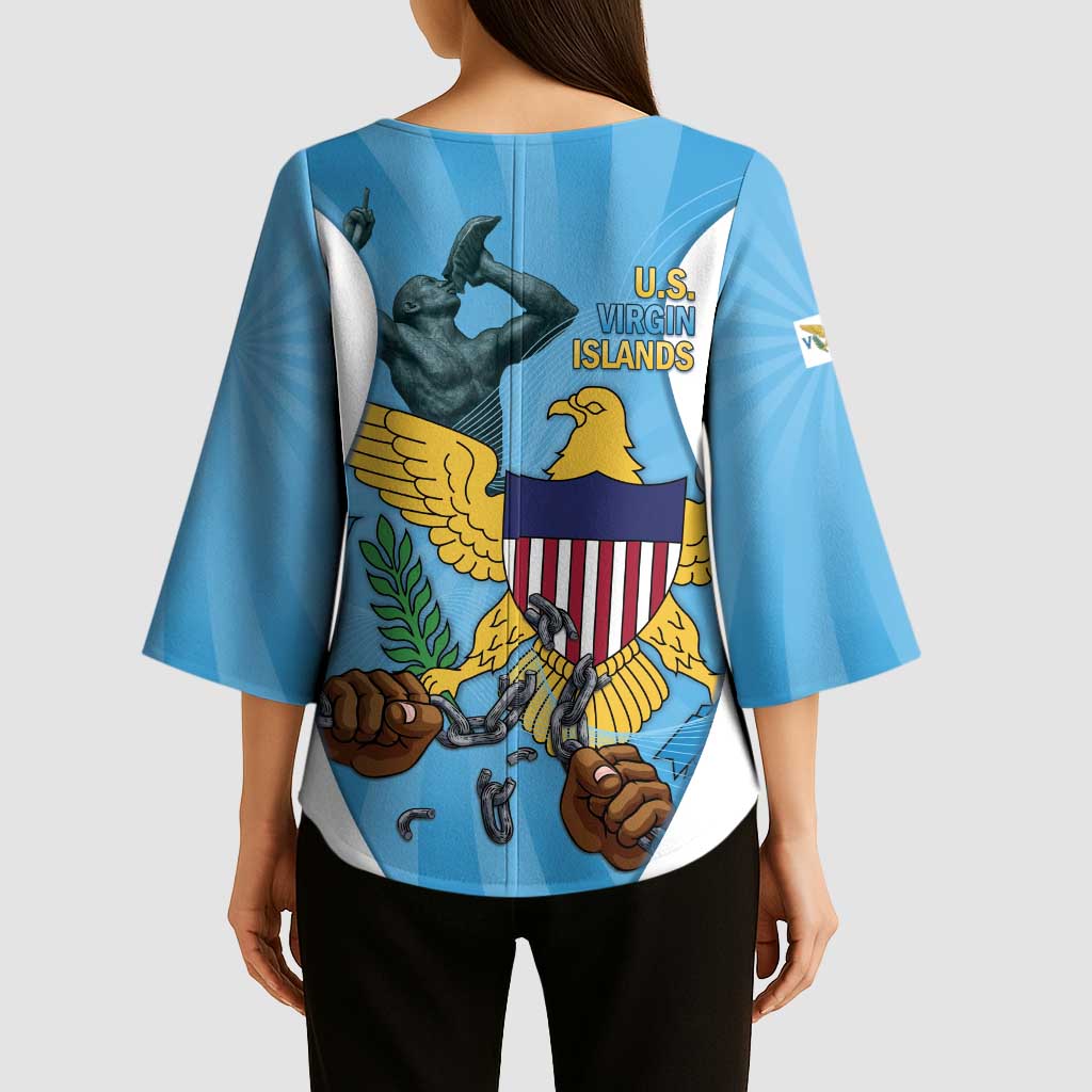 US Virgin Islands Kimono Sleeve Blouse Emancipation Proud Freedom Statue