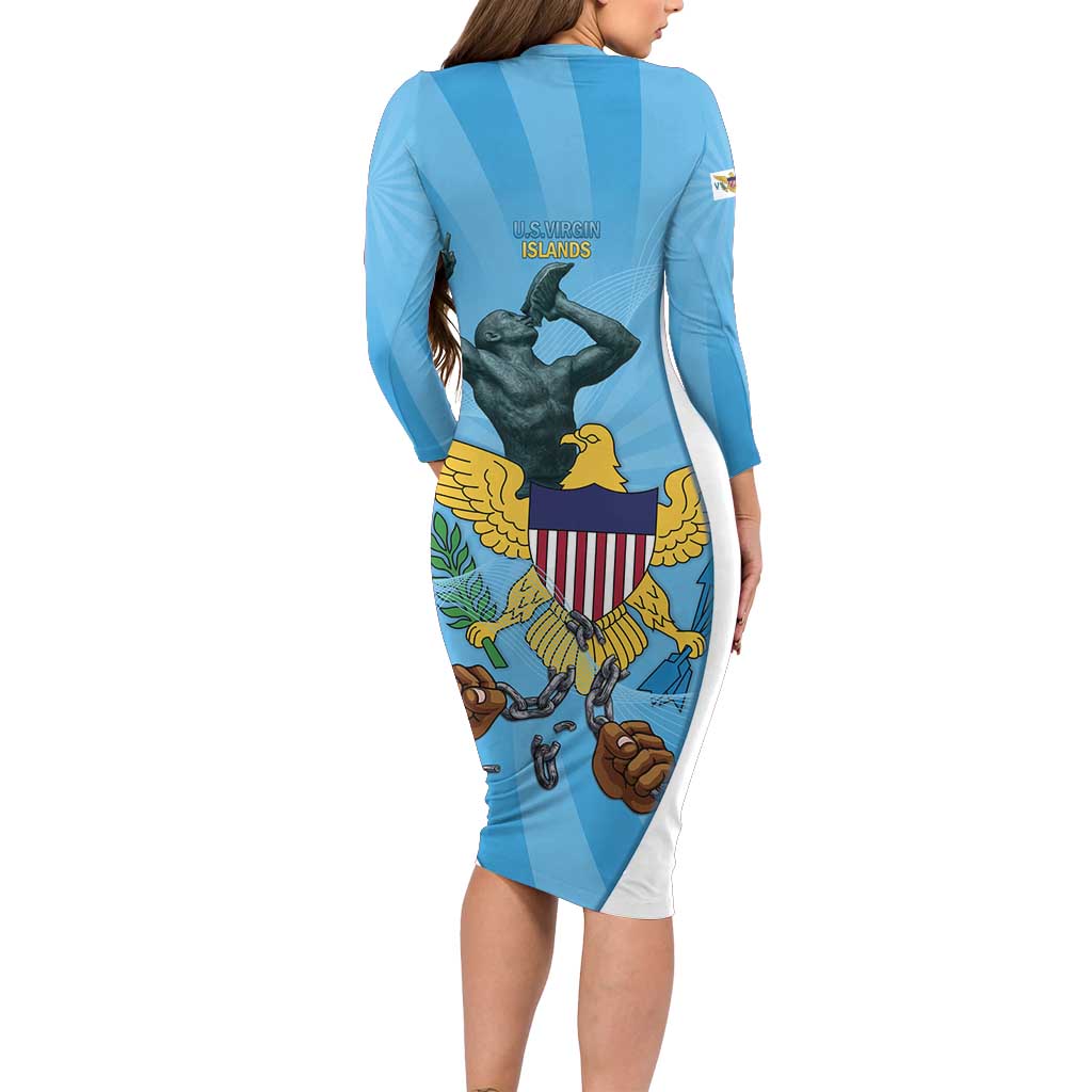 US Virgin Islands Long Sleeve Bodycon Dress Emancipation Proud Freedom Statue
