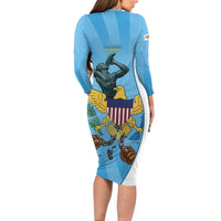 US Virgin Islands Long Sleeve Bodycon Dress Emancipation Proud Freedom Statue