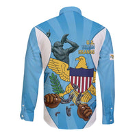 US Virgin Islands Long Sleeve Button Shirt Emancipation Proud Freedom Statue