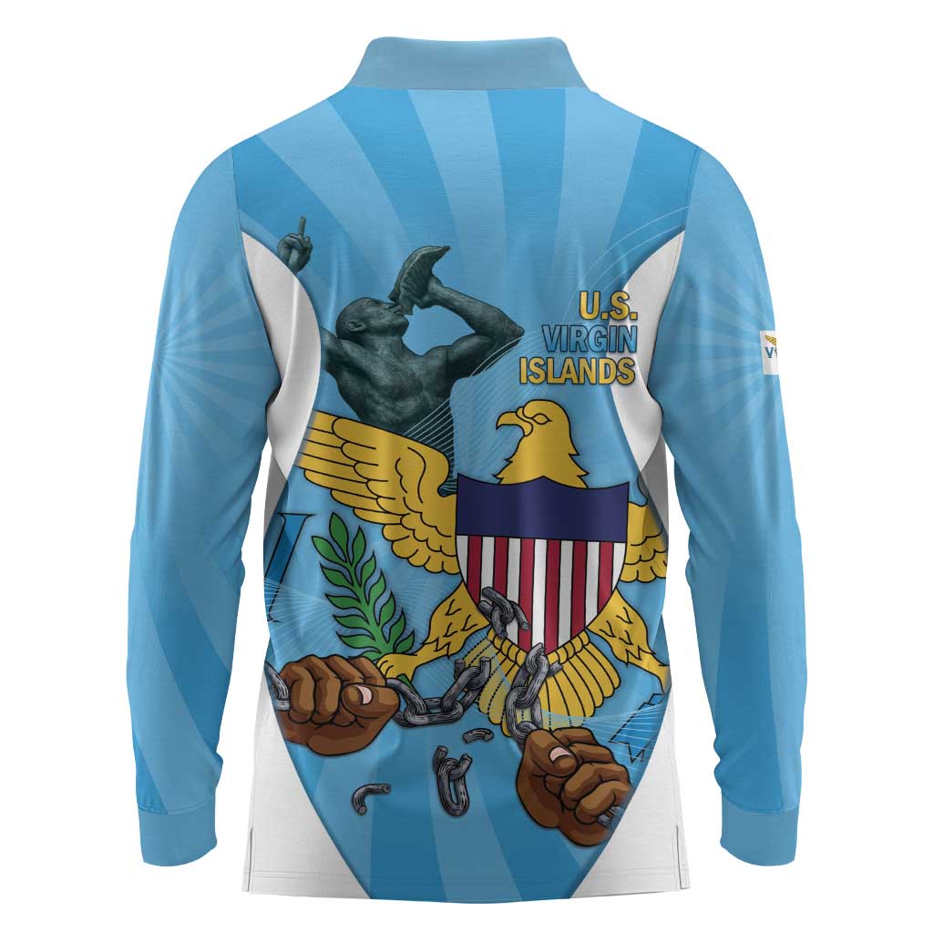 US Virgin Islands Long Sleeve Polo Shirt Emancipation Proud Freedom Statue