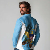 US Virgin Islands Long Sleeve Polo Shirt Emancipation Proud Freedom Statue
