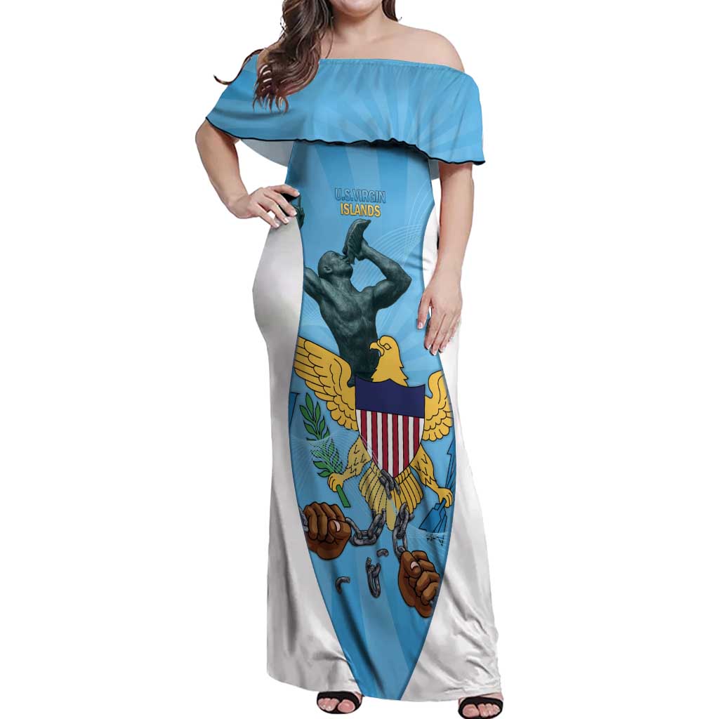 US Virgin Islands Off Shoulder Maxi Dress Emancipation Proud Freedom Statue