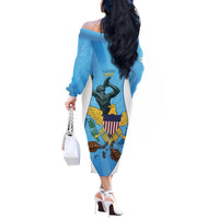 US Virgin Islands Off The Shoulder Long Sleeve Dress Emancipation Proud Freedom Statue