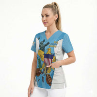 US Virgin Islands Scrub Top Emancipation Proud Freedom Statue