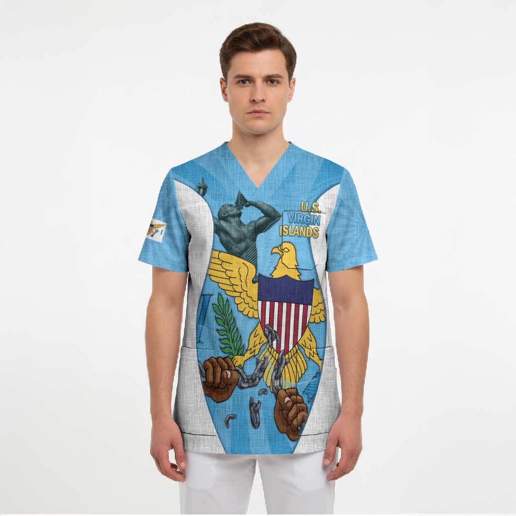 US Virgin Islands Scrub Top Emancipation Proud Freedom Statue