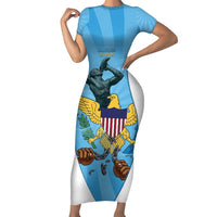 US Virgin Islands Short Sleeve Bodycon Dress Emancipation Proud Freedom Statue