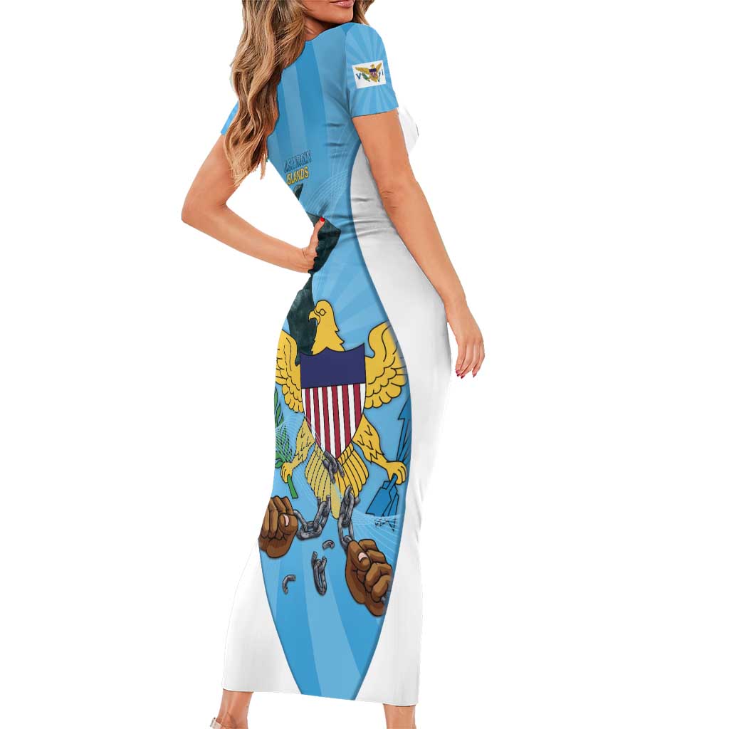 US Virgin Islands Short Sleeve Bodycon Dress Emancipation Proud Freedom Statue