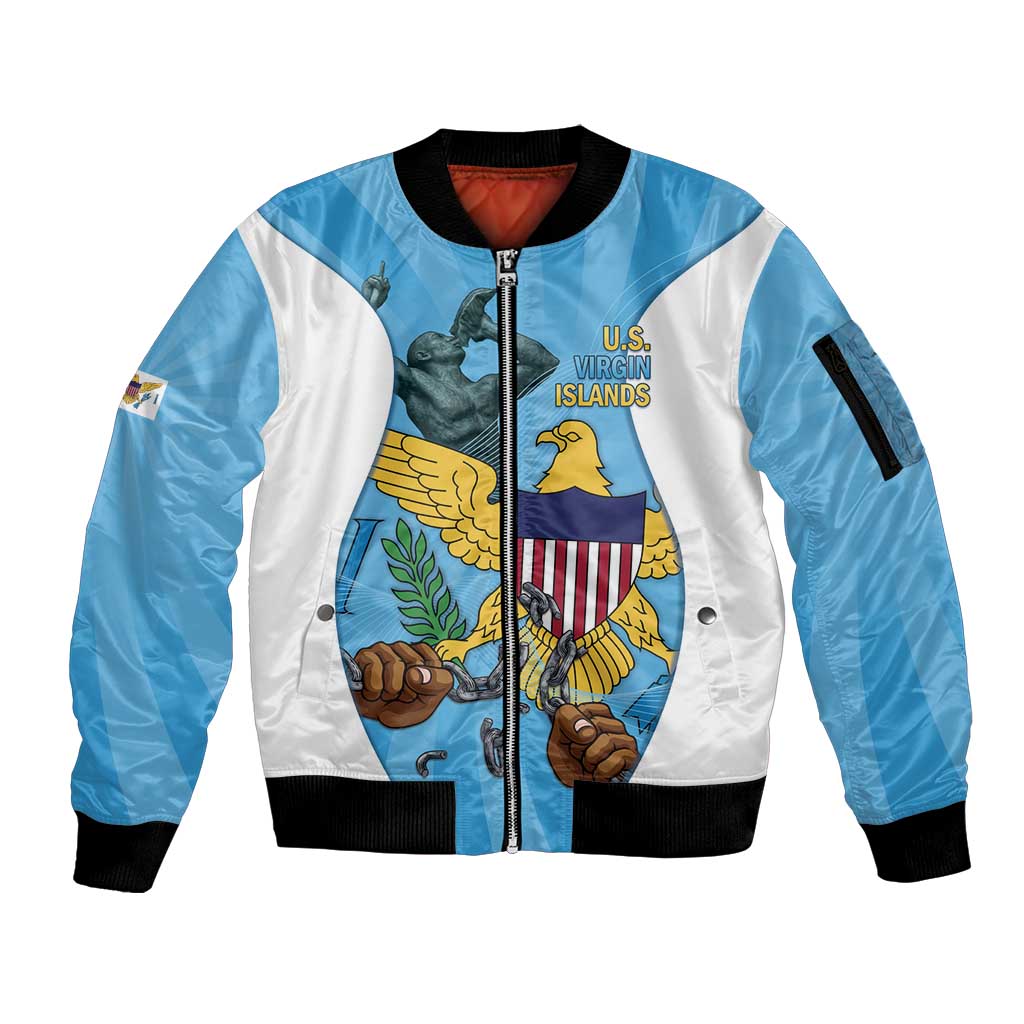 US Virgin Islands Sleeve Zip Bomber Jacket Emancipation Proud Freedom Statue