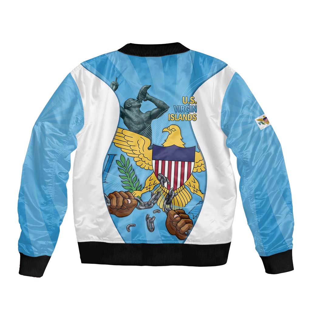 US Virgin Islands Sleeve Zip Bomber Jacket Emancipation Proud Freedom Statue