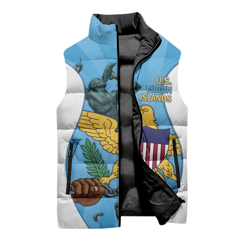 US Virgin Islands Sleeveless Puffer Jacket Emancipation Proud Freedom Statue