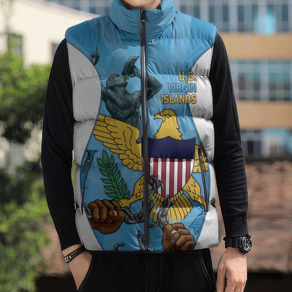 US Virgin Islands Sleeveless Puffer Jacket Emancipation Proud Freedom Statue