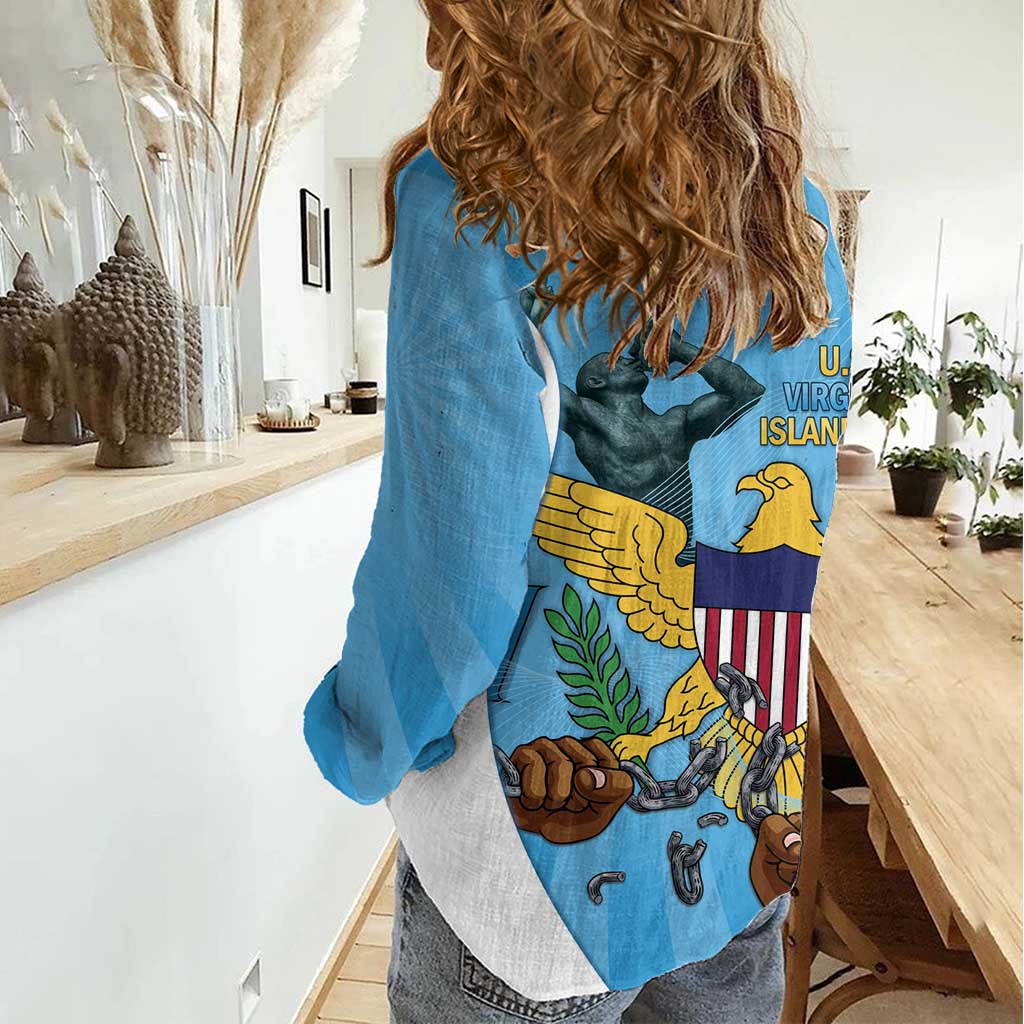 US Virgin Islands Women Casual Shirt Emancipation Proud Freedom Statue