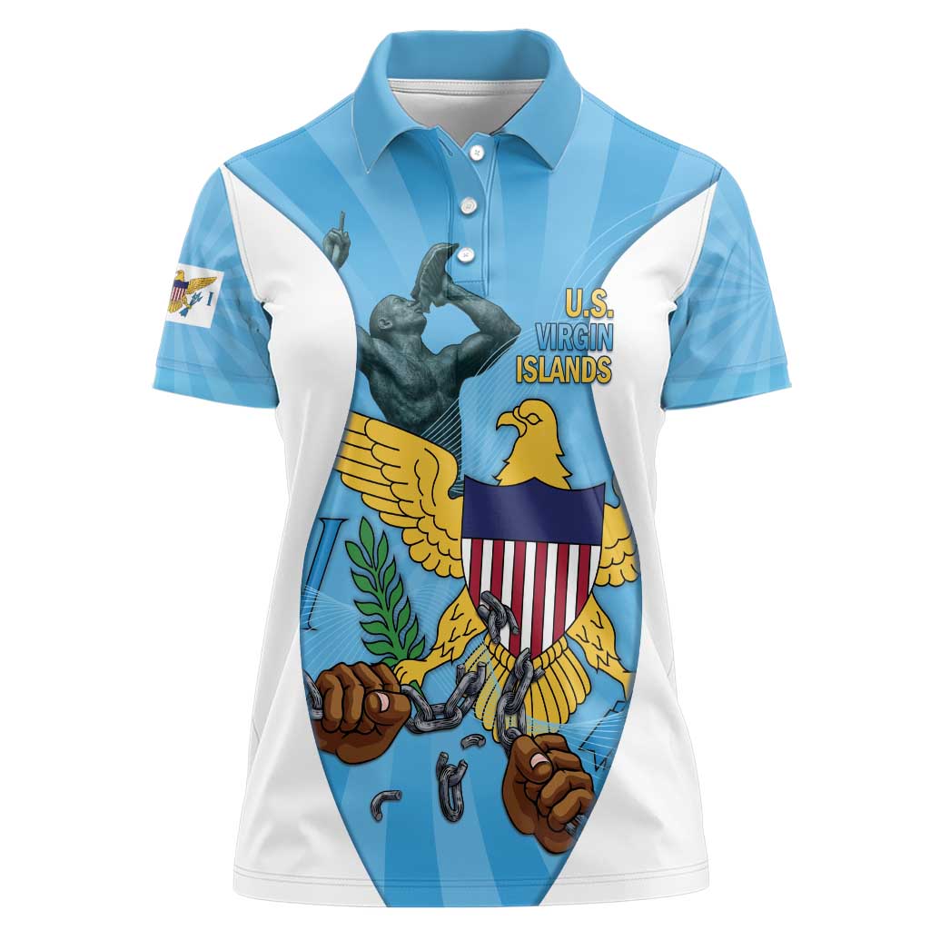 US Virgin Islands Women Polo Shirt Emancipation Proud Freedom Statue