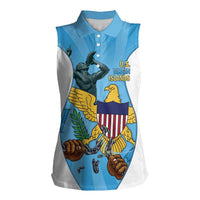 US Virgin Islands Women Sleeveless Polo Shirt Emancipation Proud Freedom Statue