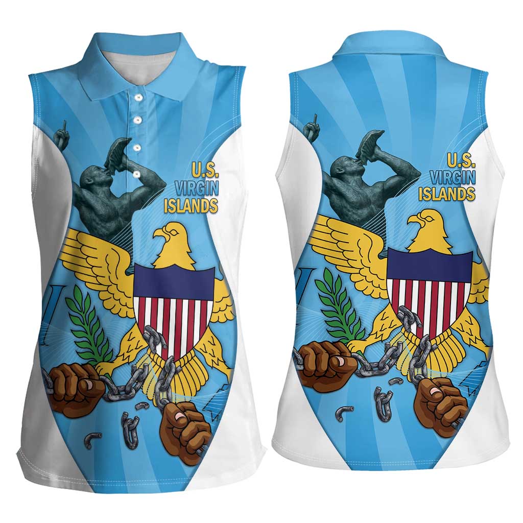 US Virgin Islands Women Sleeveless Polo Shirt Emancipation Proud Freedom Statue