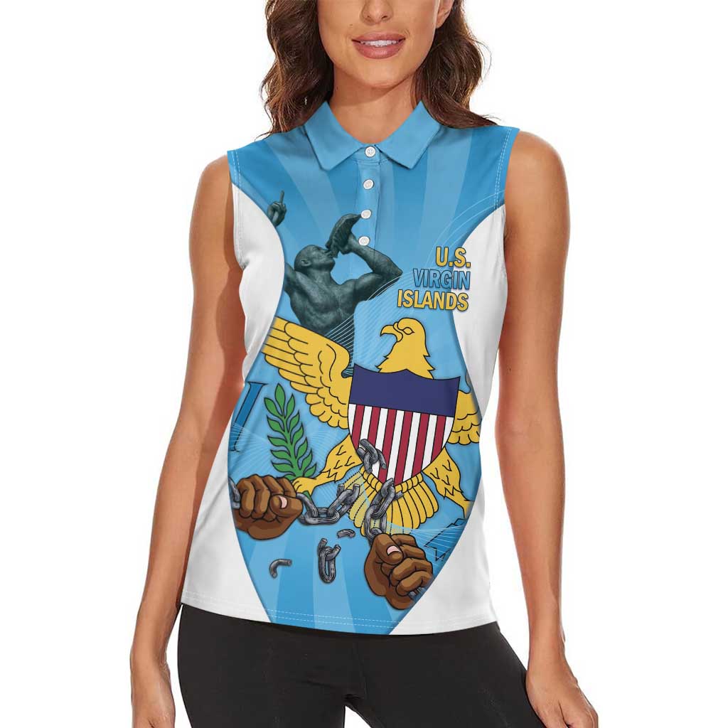 US Virgin Islands Women Sleeveless Polo Shirt Emancipation Proud Freedom Statue