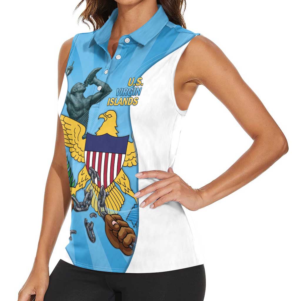 US Virgin Islands Women Sleeveless Polo Shirt Emancipation Proud Freedom Statue