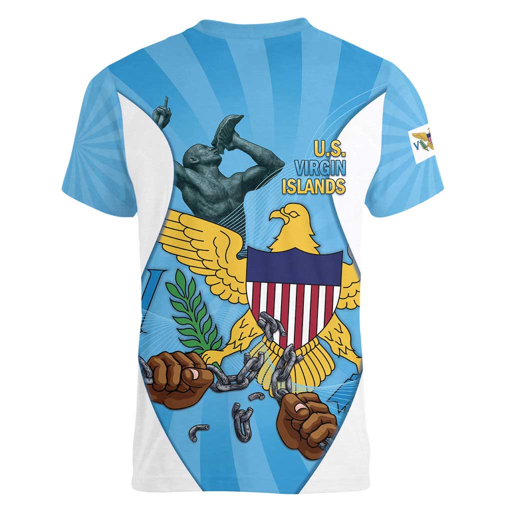 US Virgin Islands Women V-Neck T-Shirt Emancipation Proud Freedom Statue