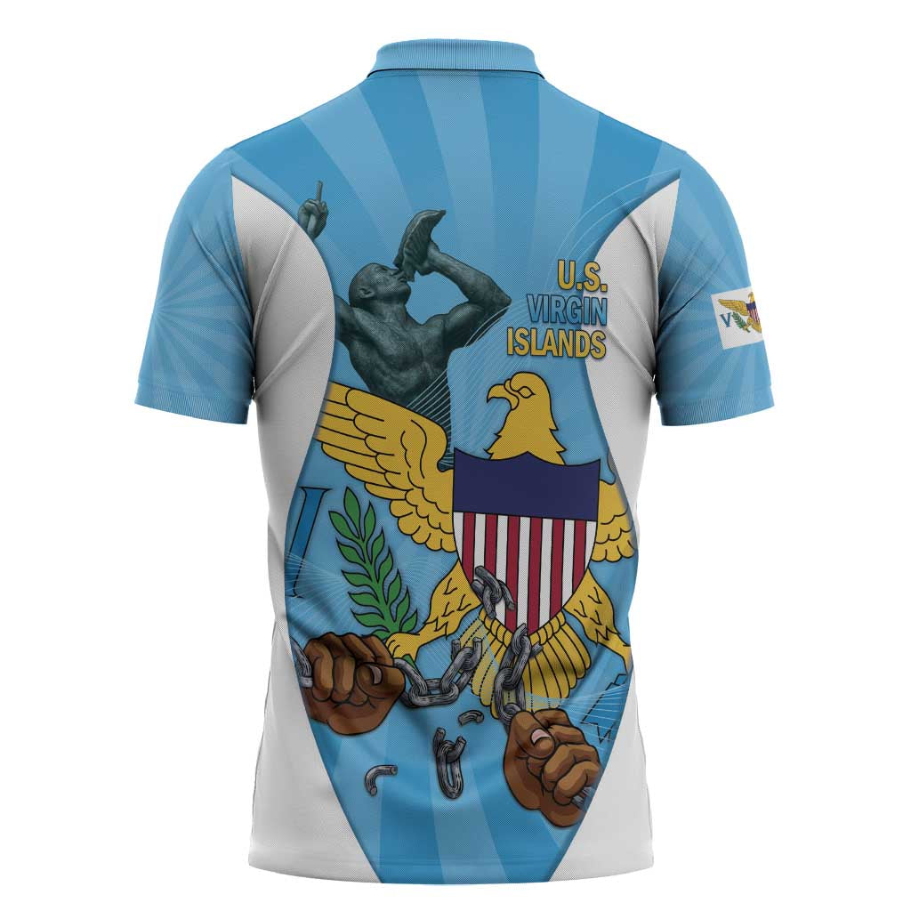 US Virgin Islands Zipper Polo Shirt Emancipation Proud Freedom Statue