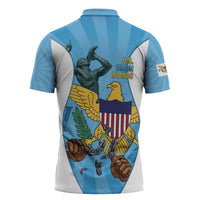 US Virgin Islands Zipper Polo Shirt Emancipation Proud Freedom Statue