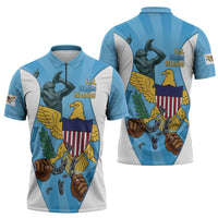 US Virgin Islands Zipper Polo Shirt Emancipation Proud Freedom Statue