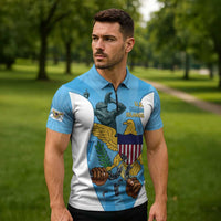 US Virgin Islands Zipper Polo Shirt Emancipation Proud Freedom Statue