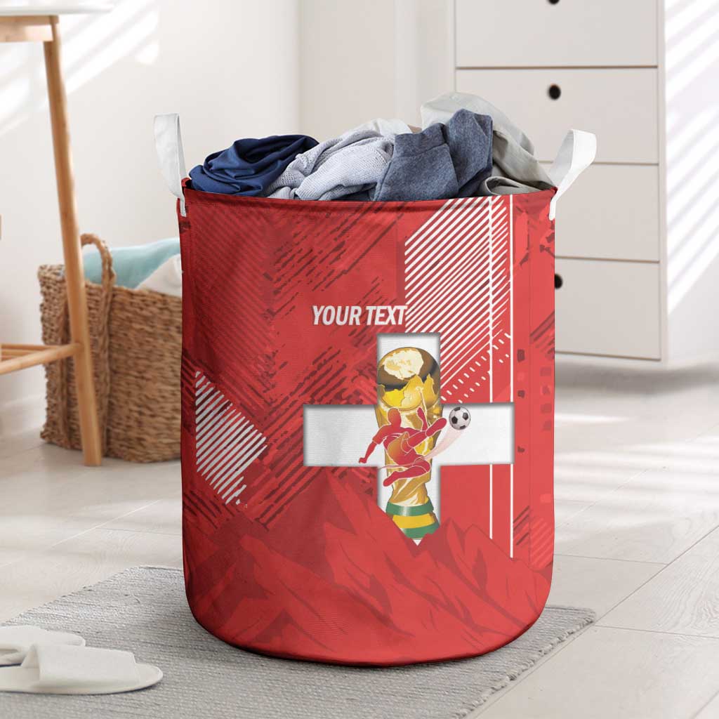 Switzerland Football Custom Laundry Basket Go Nati Swiss Alps Grunge Style