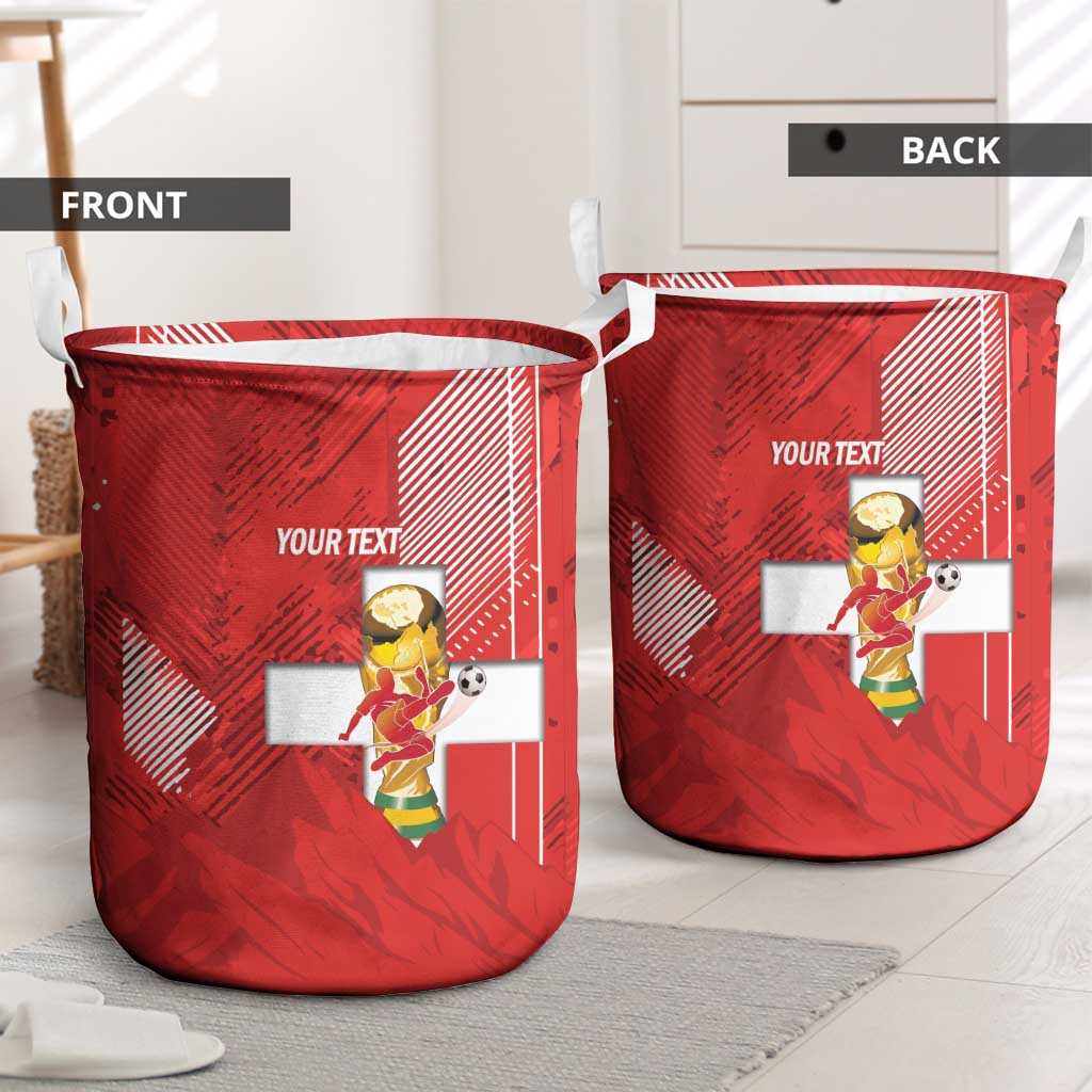 Switzerland Football Custom Laundry Basket Go Nati Swiss Alps Grunge Style