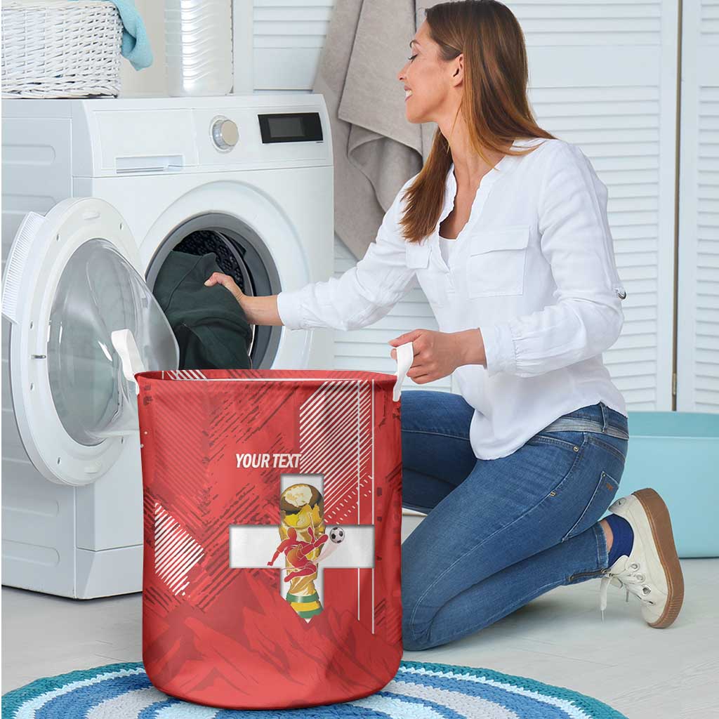 Switzerland Football Custom Laundry Basket Go Nati Swiss Alps Grunge Style