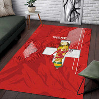 Switzerland Football Custom Area Rug Go Nati Swiss Alps Grunge Style