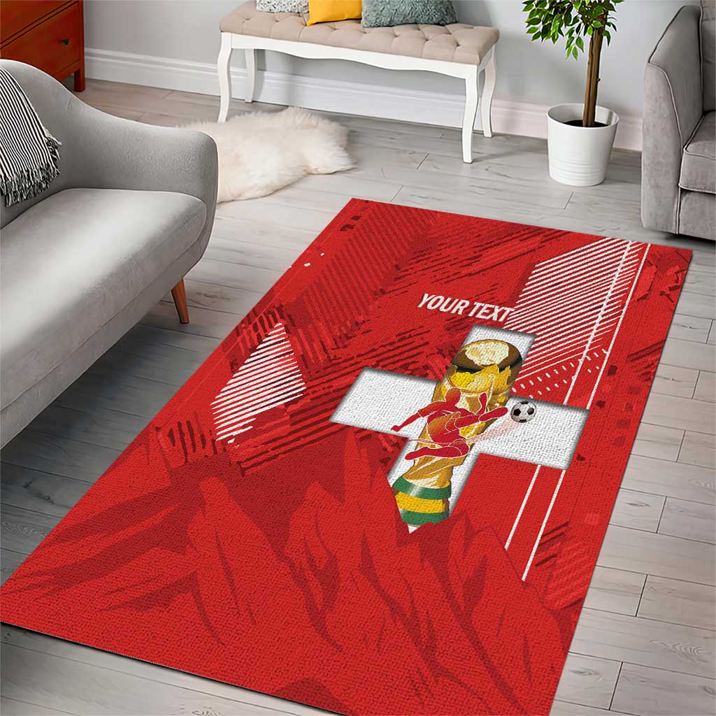 Switzerland Football Custom Area Rug Go Nati Swiss Alps Grunge Style