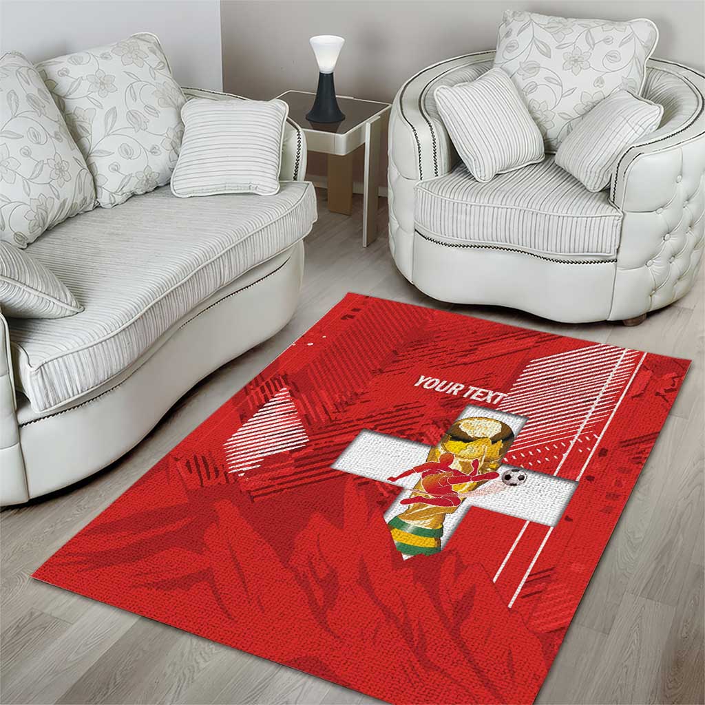 Switzerland Football Custom Area Rug Go Nati Swiss Alps Grunge Style