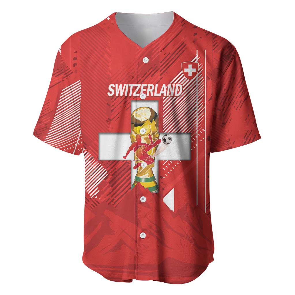 Switzerland Football Custom Baseball Jersey Go Nati Swiss Alps Grunge Style
