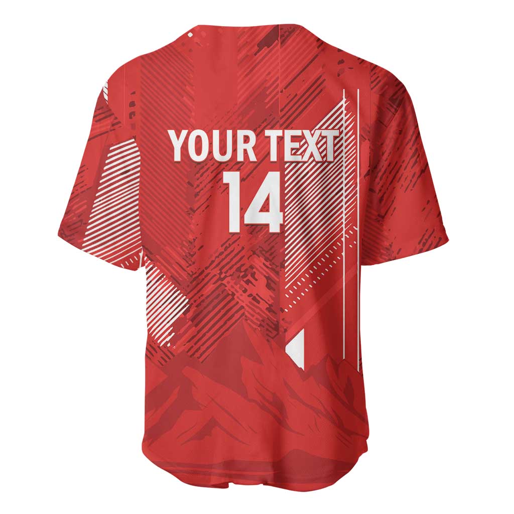 Switzerland Football Custom Baseball Jersey Go Nati Swiss Alps Grunge Style