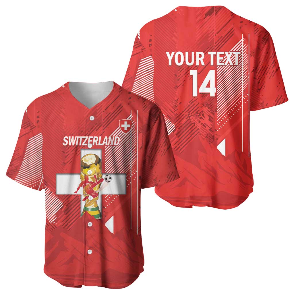 Switzerland Football Custom Baseball Jersey Go Nati Swiss Alps Grunge Style