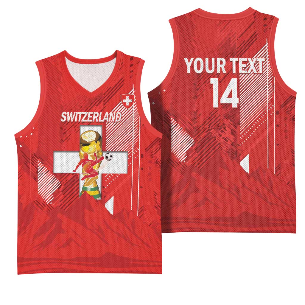 Switzerland Football Custom Basketball Jersey Go Nati Swiss Alps Grunge Style
