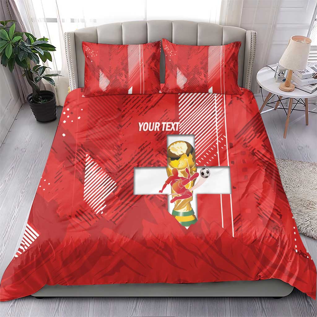 Switzerland Football Custom Bedding Set Go Nati Swiss Alps Grunge Style
