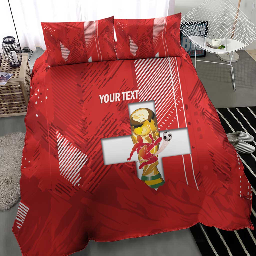 Switzerland Football Custom Bedding Set Go Nati Swiss Alps Grunge Style